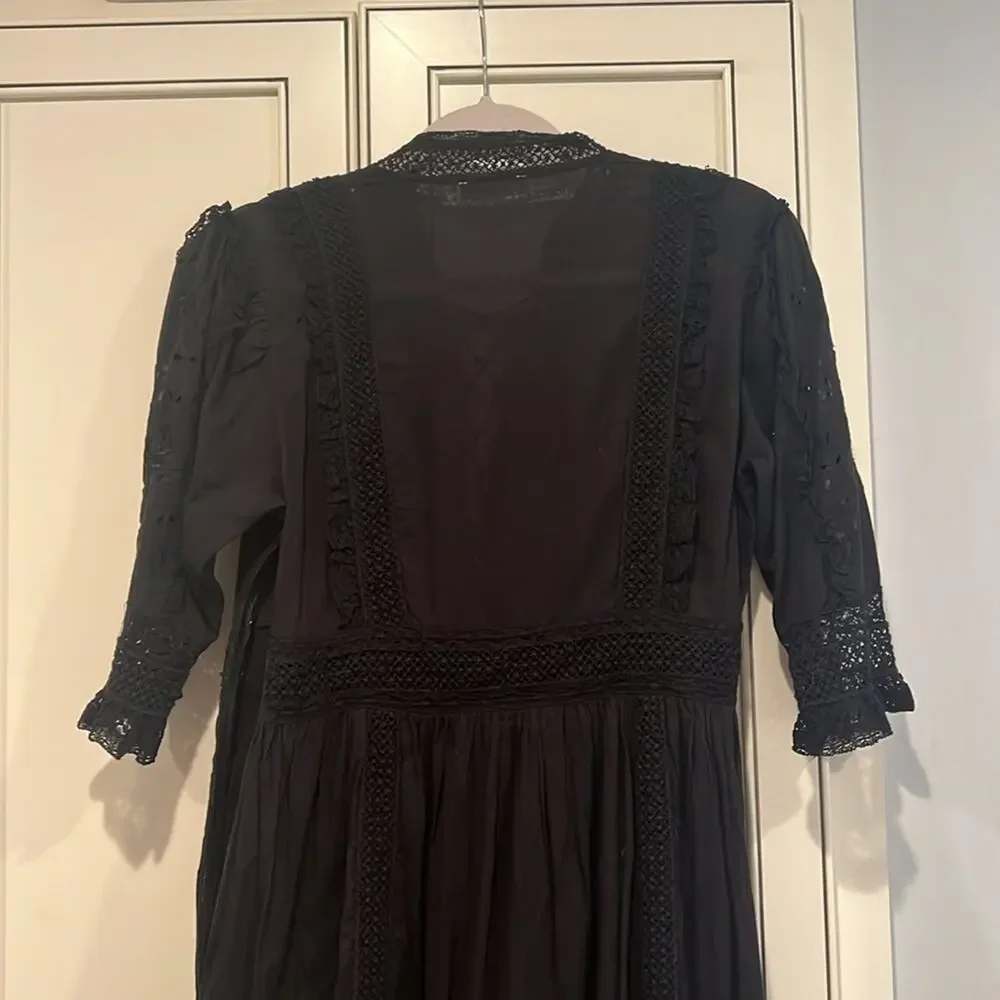 ULLA JOHNSON EUC black midi size 4 - Picture 11 of 11